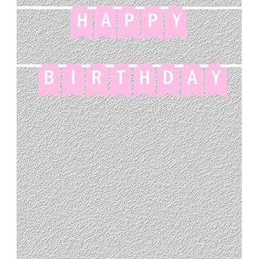 Imagem de Bandeira de papel de festa decorativa de parede Happy Birthday, Baby Pink