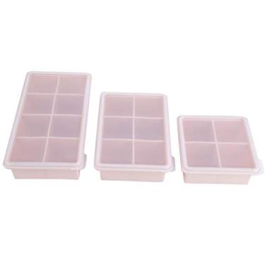 Imagem de 3 peças de molde de cubos de gelo antiaderentes, bandeja de gelo, cozinha de silicone de grau alimentício para bar em casa (rosa)