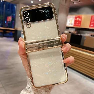 Imagem de Conch Shell Plating Silver Gold Case para Samsung Galaxy Z Flip 3 4 Silicone For Samsung Z Flip4 Flip3 5g Protector Cover,Gold,For Galaxy Z Flip 3