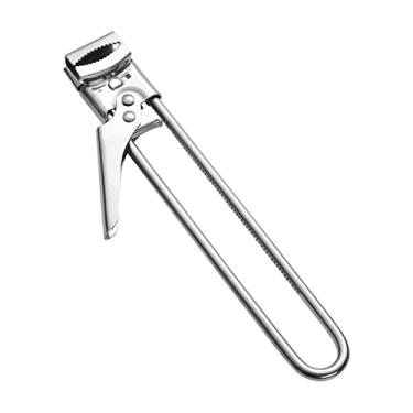 Imagem de Fenteer Abridor de latas multifuncional ajustável, abridor de tampa de garrafa doméstica, removedor de tampa de frasco de aço inoxidável prata