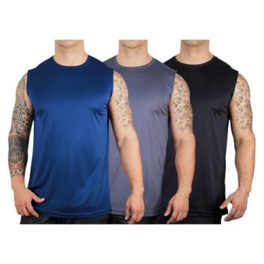 Imagem de Kit 3 Camisetas Regata Masculina Dry Fit Esporte Proteção Uv - Trv