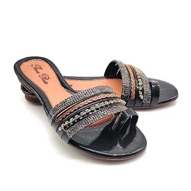 Imagem de Sandália Feminina Rasteirinha Salto 2 Cm de Slide 135 Cor:Preto;Tamanho:40