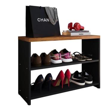 Imagem de Sapateira Compacta Quarto Hall Entrada Prateleira Organizadora Banqueta Decoração Moderna - RPM Móveis