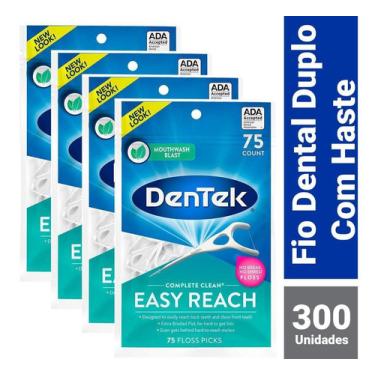 Imagem de Kit Fio Dental Dentek Floss Picks Clean Easy Reach C/ 300 Un Complete Clean