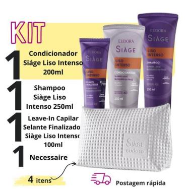 Imagem de Kit Shampoo E Condicionador Necessaire Liso Intenso: Cabelos Sedosos E