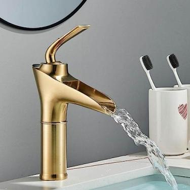 Imagem de Torneira preta para banheiro, alta/curta, copo de vinho, misturador quente e frio, guindaste, montagem em cascata, água, níquel, cromo, ouro escovado curto, China