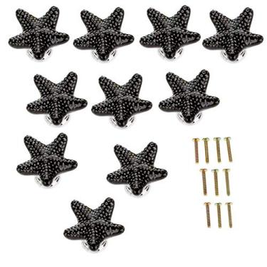 Imagem de 34 mm 10 pçs preto adorável forma retro maçanetas/puxadores de cerâmica para armários de cozinha, armários, guarda-roupa, gaveta, cómoda, escaninho, baú etc vintage DIY decoração de casa (preto)