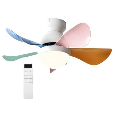 Imagem de Ventiladores De Teto Com Luzes E Controle Remoto, Ventilador De Teto Pequeno De 30 Polegadas Com 5 Lâminas, Luz Moderna De Ventilador De Teto, Para Quarto De Pátio (Color : White, Size : 30in)