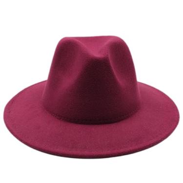 Imagem de Ynnolove Chapéu Fedora para crianças, meninos, meninas, feltro, panamá, aba larga, para Halloween, Natal, baile de máscaras, aniversário, Vinho tinto, 3-9 Years