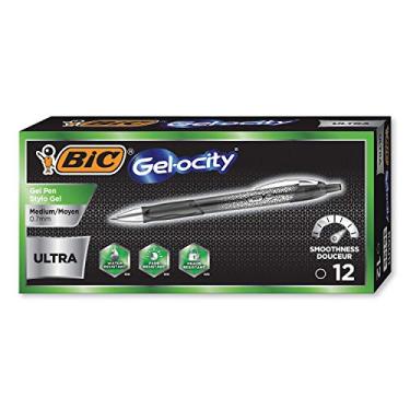 Imagem de BIC Caneta gel ultra retrátil Gel-ocity, ponta média (0,7 mm), cores sortidas, design premium e aderência confortável, 12 unidades