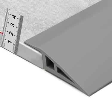 Imagem de BNELL Tira de acabamento de borda de carpete e piso, tira de transição de piso de PVC autoadesiva, transições de limite adequadas para altura limite inferior a 15 mm (6,56 FT_cinza)