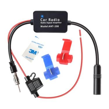 Imagem de Sylvil Amplificador de antena veicular de 12 V, amplificador universal de recepção de sinal de antena de rádio automático, amplifica o sinal e reduz o ruído AM FM para mídia de rádio de áudio estéreo,