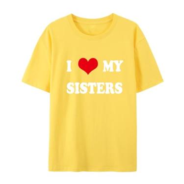 Imagem de Camiseta de manga curta unissex I Love My Sisters - Camiseta combinando para a família, Amarelo, G