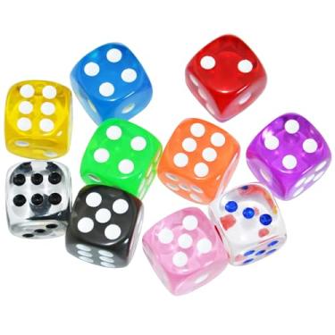 Imagem de SmartDealsPro 10-Pack D6 Six Sided 16mm Transparent Dice Die for DND, MTG, RPG, Tenzi, Yahtze, Bunco, Table Borad Games, Math Teaching