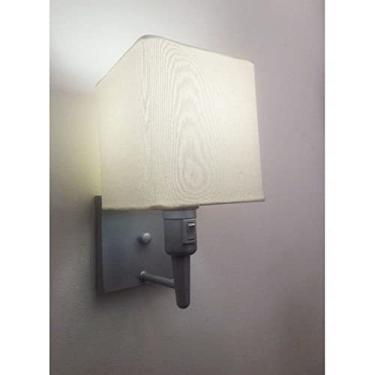 Imagem de Arandela Quadrada com Inter Liga e Cúpula Tecido, Vivare Iluminação, Arandela Parede2019 CZLA, Cinza, Pequeno