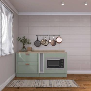 Imagem de Cozinha Modulada 3 Peças 3 Balcões Com Tampo Arizona CabeCasa MadeiraMadeira Branco/Menta