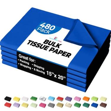 Imagem de Papel de seda azul escuro para sacos de presente - papel de seda de 38 x 50 cm azul escuro 480 folhas - papel de jornal de 4,5 kg para embalagem, enchimento de caixa de presente de aniversário,