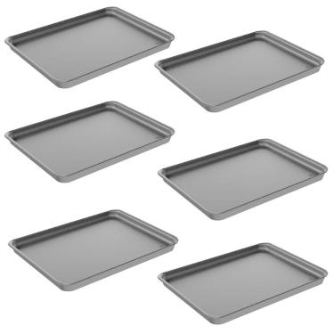 Imagem de Kit 6 Bandejas Plásticas para Servir 32x23cm Preto Restauran