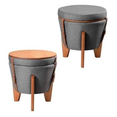 Imagem de Puff Multifuncional sala TV Casa, Baú, Mesa De Centro Cinza Chumbo Resistente Quarto Painel