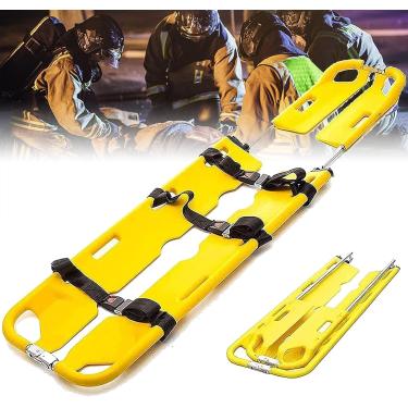 Imagem de Maca portátil de colher de alumínio dobrável, resgate de paciente do motor da maca médica EMT - capacidade de carga de 390Lb, com 3 correias de segurança