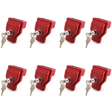 Imagem de NAKAKEKO Plástico, trava de mão feliz, par com chave igual (pacote com 8) para caminhões de reboque de trator - trava de semi reboque