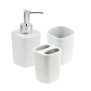Imagem de Conjunto 3 Peças Para Banheiro de Cerâmica Branco - Rojemac