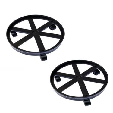 Imagem de 2 Suporte Botijão De Gás Rodinha Bujão Vaso E Galão Multiuso Preto