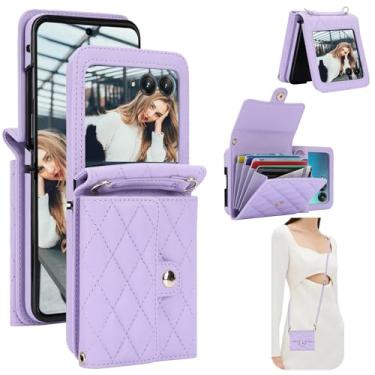 Imagem de CCSmall Capa transversal e carteira para Motorola Razr Plus 2024 e Moto Razr 50 Ultra, bolsa de couro PU com bloqueio RFID, cordão ajustável, preto