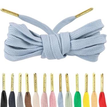 Imagem de Loop King Laces - Premium Light Blue Flat Cotton Shoe Laces for Sneakers and Tennis Shoes, Replacement Shoe Strings for Men & Women, Athletic Shoelaces with Metal Tips for Adults 36 inches 90 cm long