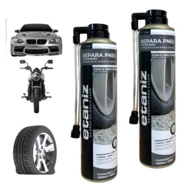 Imagem de 2 Reparador de Pneu Furado Intantâneo 400ml/260g Para Carro, Moto, Bic