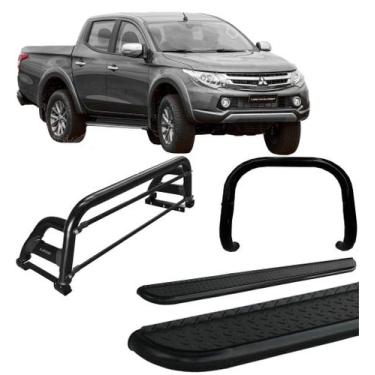 Imagem de Kit Quebra Mato Estribo Santo Antônio H2 L200 a 2020 Preto - HOZZ