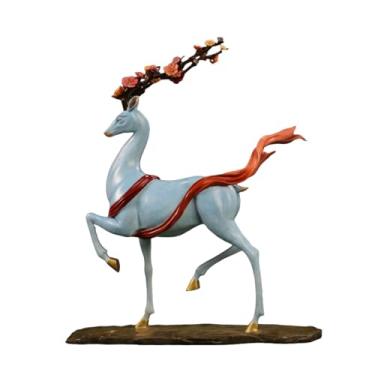 Imagem de ESTINTENG Cervo Sika de latão criativo decoração de casa cor cobre artesanato chinês - decoração de estilo - nove - cervo colorido (azul)