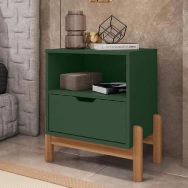 Imagem de Mesa de Cabeceira 1 Gaveta Antares Casa D, Verde Oliva