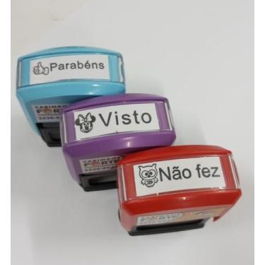 Imagem de Carimbo Pedagógico, kit com 3 carimbos Nykon + 1 tinta para carimbo