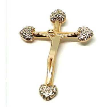 Imagem de Pingente em Ouro 18K Crucifixo com Cristo coração - Elegancy Joias