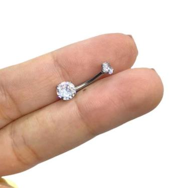 Imagem de Piercing Umbigoou Íntimo Genital 2 Pedras Aço Cirúrgico Zircônia - Rar