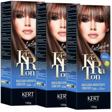 Imagem de Kit 3 Keraton Tonalizante Banho De Brilho Castanha - Kert