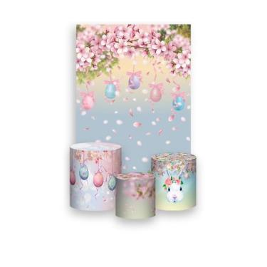 Imagem de Painel De Festa Vertical 1,50 x 2,20 + Trio De Capas Cilindro - Ovos d