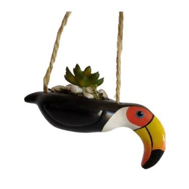 Imagem de Kit com 2 Enfeites Tucano Cachepô de Pendurar Cerâmica Vaso - RD Store