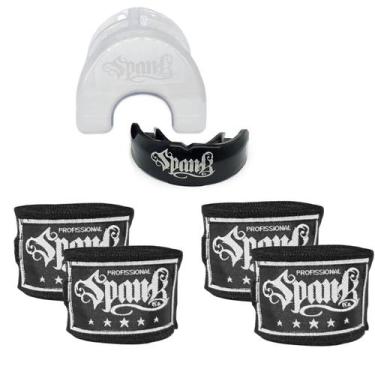 Imagem de Kit 2 Pares Bandagem 3m e Protetor Bucal - PRETO - Spank