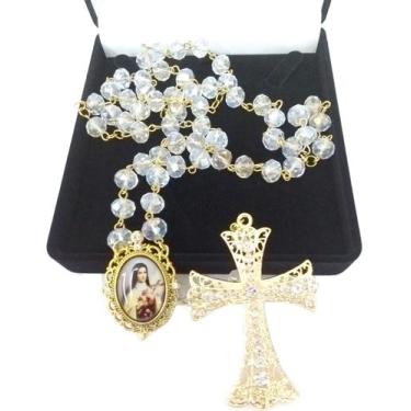 Imagem de Terço De Noiva Banhado a Ouro Cristal Boreal Santa Terezinha - Evangel