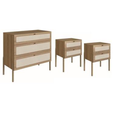 Imagem de Comoda E 02 Mesas de Cabeceira Palhinha 27934x27933 Linha Oslo Hanover