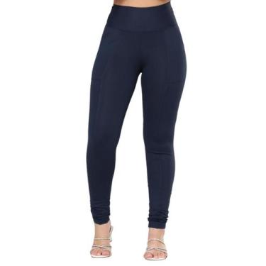 Imagem de Calça Legging Montaria em Poliamida com Bolsos - Remanescentes, GG, Az