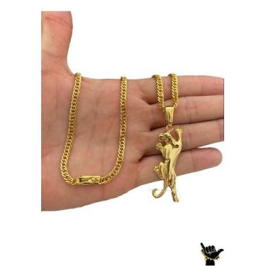 Imagem de Corrente Grumet 5mm + Pingente Jaguar - Banhado a Ouro 18k - ToJoia18k