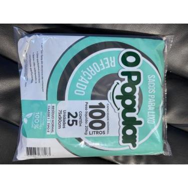Imagem de Saco Para Lixo 100 Litros Preto 25 Unidades Econômico - Btg