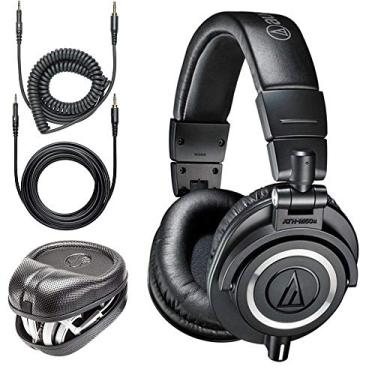 Imagem de Audio-Technica ATH-M50x Fones de ouvido profissionais + Slappa capa de fone de ouvido profissional de tamanho completo para fone de ouvido HardBody Pro (SL-HP-07)