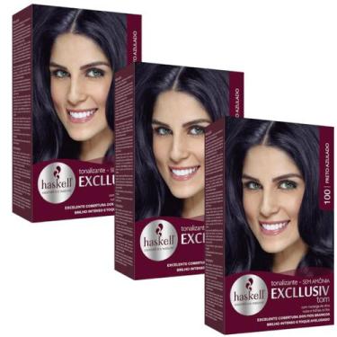 Imagem de Kit 3 TONALIZANTE HASKELL 100 PRETO AZULADO