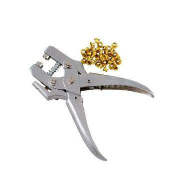 Imagem de Alicate Para Vazar Vazador Pregar Ilhós 2 Em 1 + 100 Ilhoses - LANMAX,