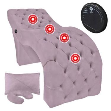Imagem de Maca Mesa Profissional com Vibroterapia Massagem Clínica Veludo Rosa R