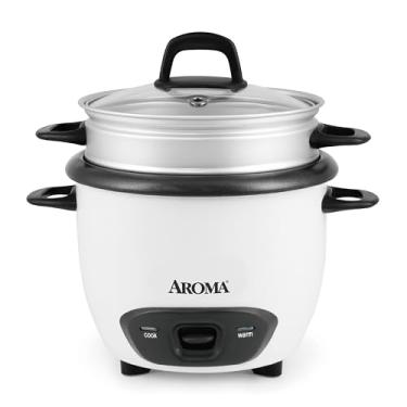 Imagem de Aroma Housewares Panela de arroz e vaporizador de alimentos com 6 xícaras (cozinhado) (3 xícaras não cozidas) (ARC-743-1NG), branca